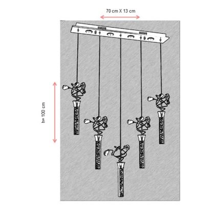 LED-lühter kaablil PIGEON 5xLED/6W/230V 6500K läikiv kroom