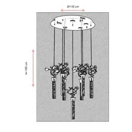 LED-lühter kaablil PIGEON 7xLED/6W/230V 6500K läikiv kroom