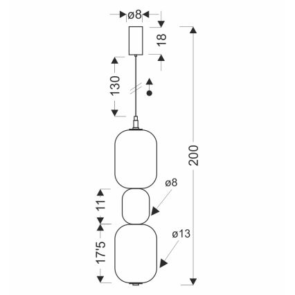 LED-lühter kaablil PLAYA LED/12W/230V must