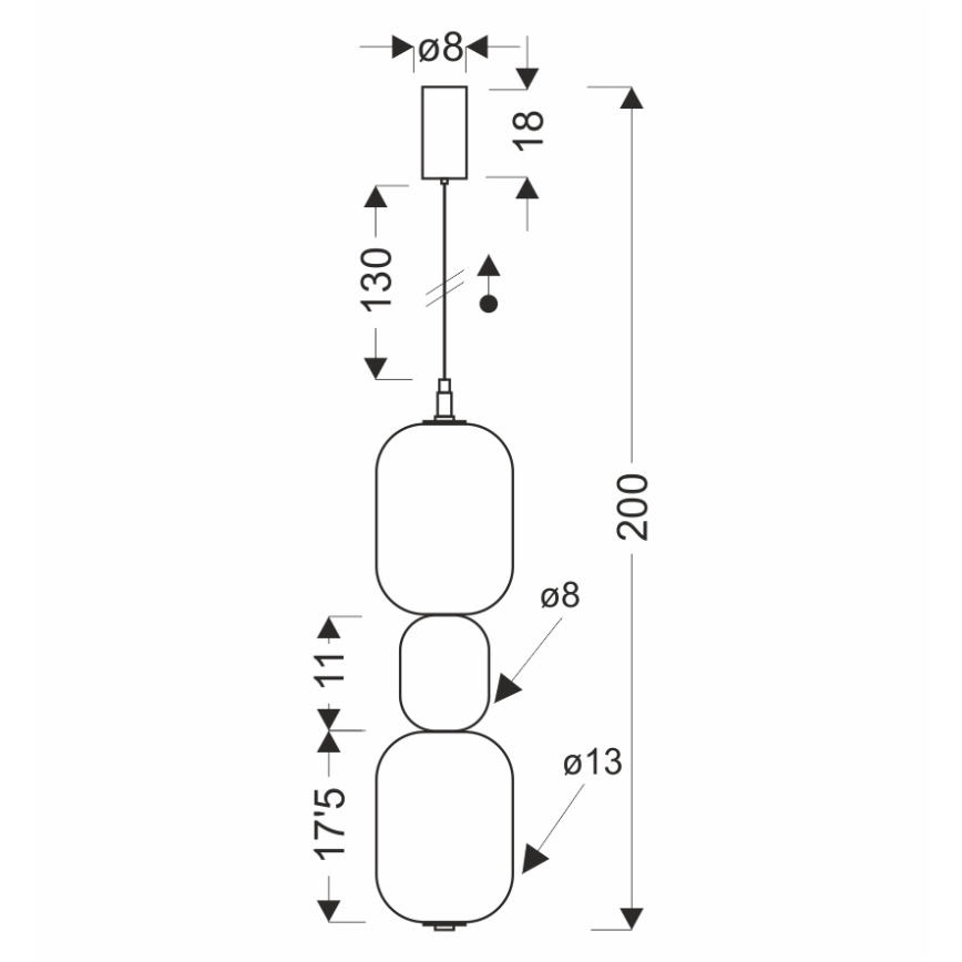 LED-lühter kaablil PLAYA LED/12W/230V must