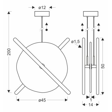 LED-lühter kaablil RELAX LED/15W/230V kuldne/valge