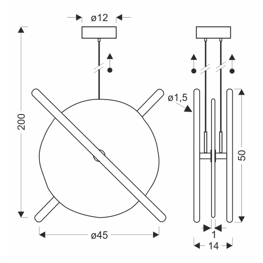 LED-lühter kaablil RELAX LED/15W/230V kuldne/valge