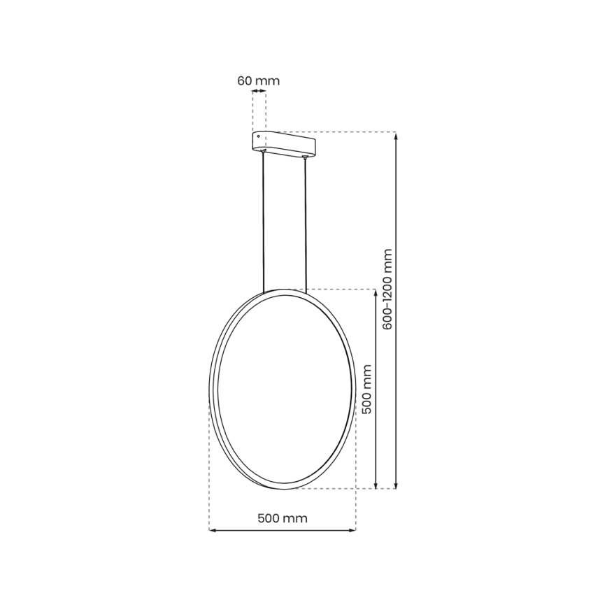 LED-lühter kaablil SATURNO LED/28W/230V, läbimõõt 50 cm, IP44, must