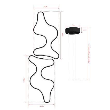 LED-lühter köisriputusega DUPLE ARTISAN LED/80W/230V 4000K must