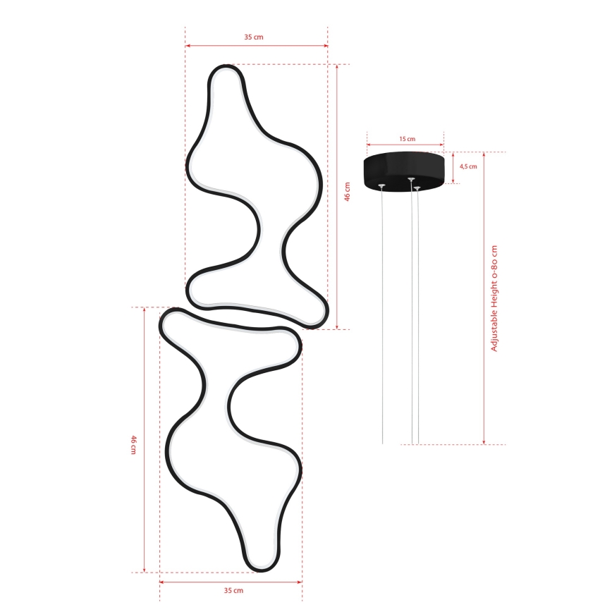 LED-lühter köisriputusega DUPLE ARTISAN LED/80W/230V 4000K must