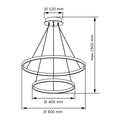 LED Lühter LEA LED/35W/230V 4000K d. 60 cm must