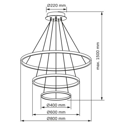 LED Lühter LEA LED/60W/230V 4000K d. 80 cm must
