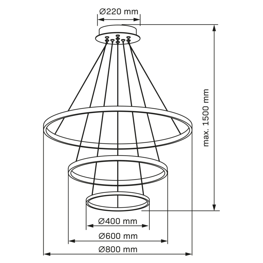 LED Lühter LEA LED/60W/230V 4000K d. 80 cm must