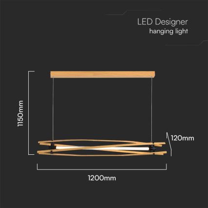 LED Lühter LED/15W/230V 3000K pruun