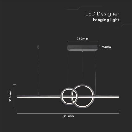 LED Lühter LED/15W/230V 4000K 80 cm must