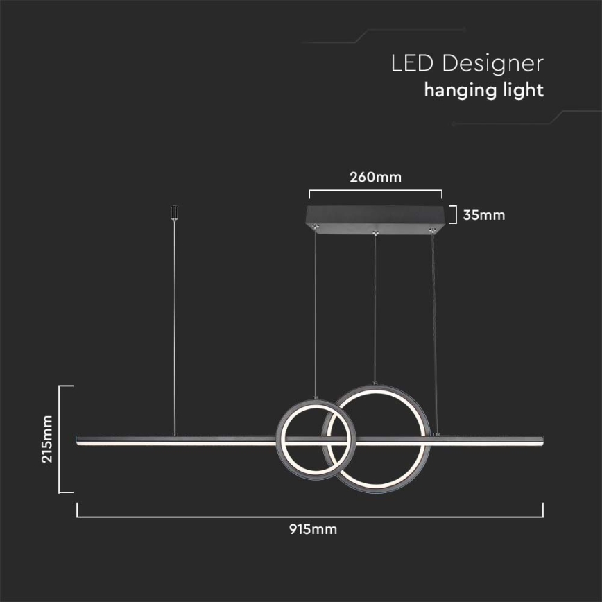 LED Lühter LED/15W/230V 4000K 80 cm must