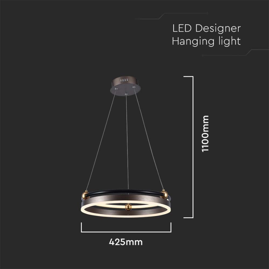 LED Lühter LED/20W/230V 3000K d. 42 cm pruun