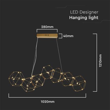 LED Lühter LED/28W/230V 3000K kuldne