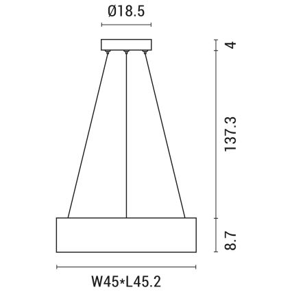 LED Lühter LED/30W/230V 3000K 45x45 cm must