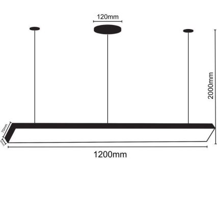 LED Lühter LED/32W/230V 4000K d. 120 cm must
