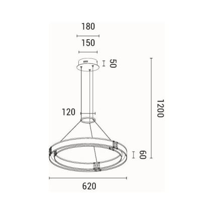 LED Lühter LED/33W/230V 3000K 62x120 cm