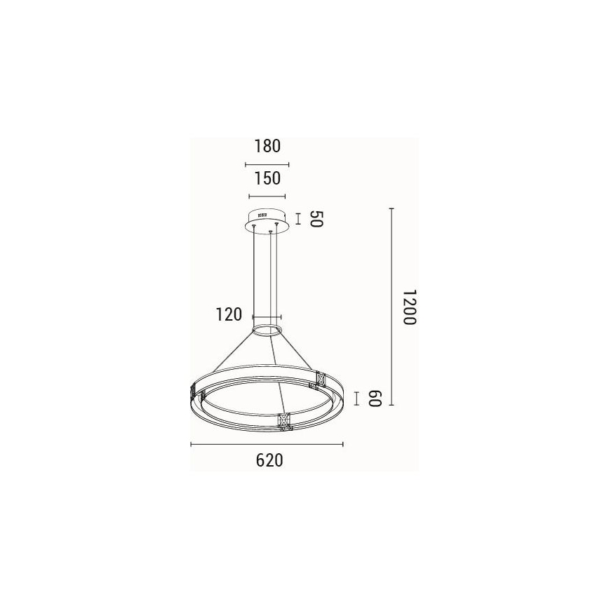 LED Lühter LED/33W/230V 3000K 62x120 cm
