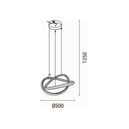 LED Lühter LED/38W/230V 3000K 50x120 cm