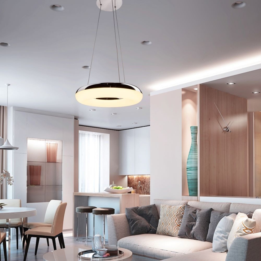 LED Lühter LED/40W/230V 3000K d. 40 cm läikiv kroom