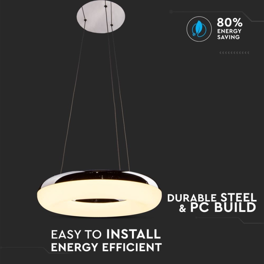 LED Lühter LED/40W/230V 3000K d. 40 cm läikiv kroom