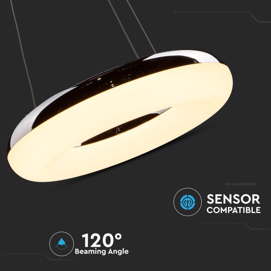 LED Lühter LED/40W/230V 3000K d. 40 cm läikiv kroom