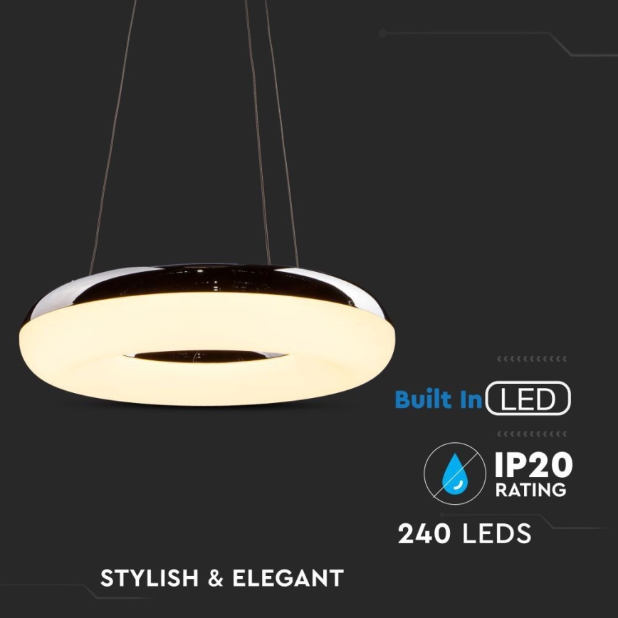 LED Lühter LED/40W/230V 3000K d. 40 cm läikiv kroom