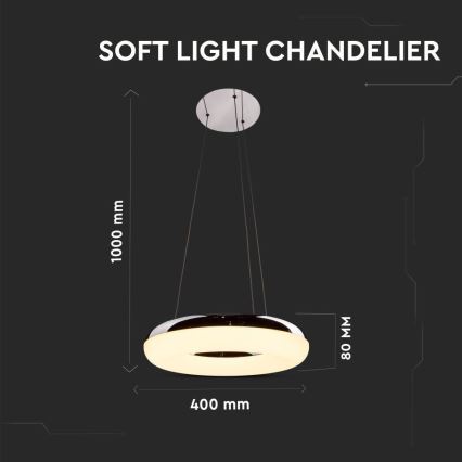 LED Lühter LED/40W/230V 3000K d. 40 cm läikiv kroom
