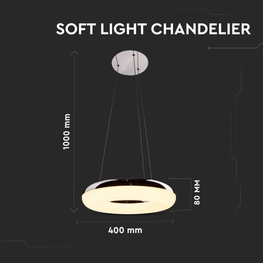 LED Lühter LED/40W/230V 3000K d. 40 cm läikiv kroom