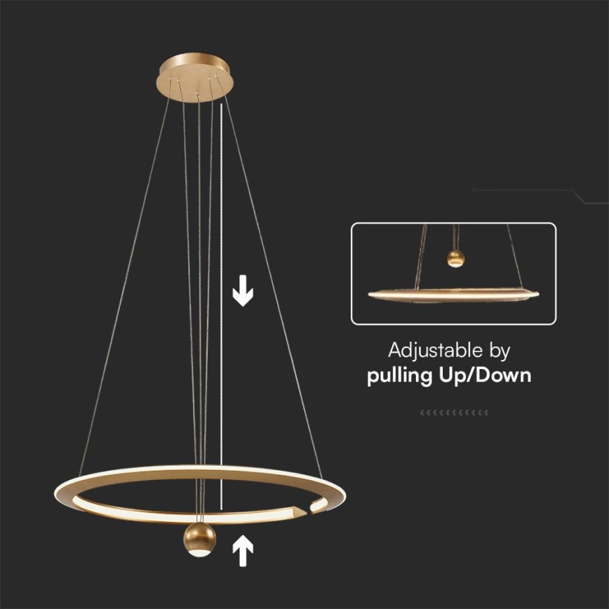 LED Lühter LED/45W/230V 4000K d. 62 cm kuldne