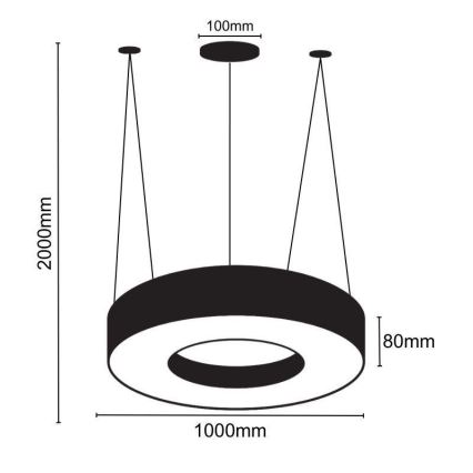 LED Lühter LED/50W/230V 4000K d. 100 cm must