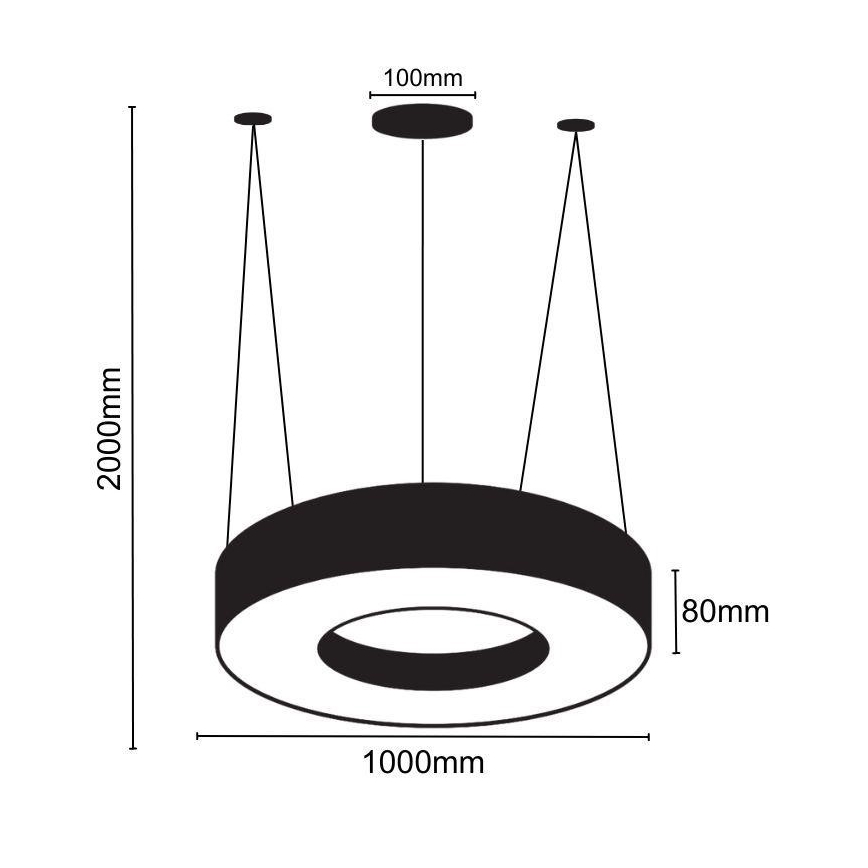 LED Lühter LED/50W/230V 4000K d. 100 cm must