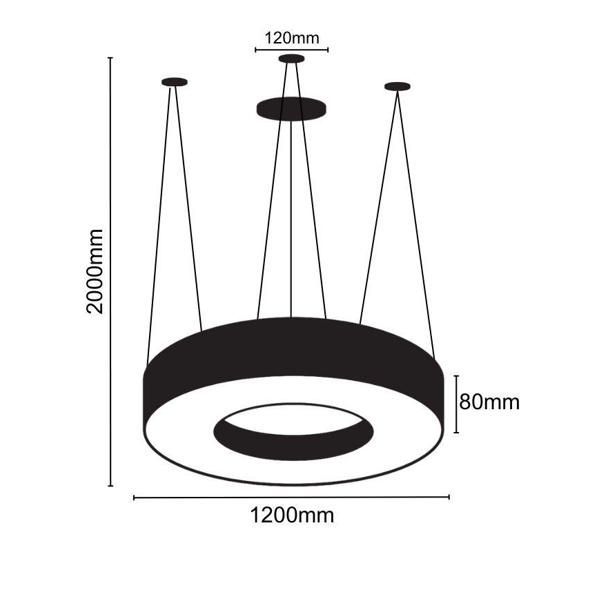 LED Lühter LED/60W/230V 4000K d. 120 cm must