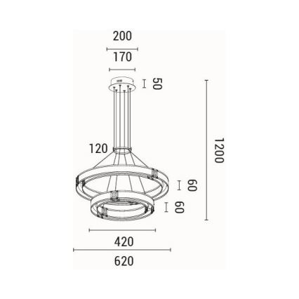 LED Lühter LED/62W/230V 3000K 62x120 cm