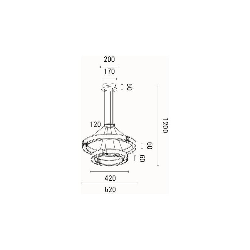LED Lühter LED/62W/230V 3000K 62x120 cm