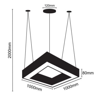 LED Lühter LED/70W/230V 4000K 100x100 cm must