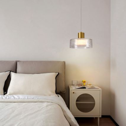LED Lühter LED/8W/230V 3000K kuldne/läbipaistev pr. 20 cm