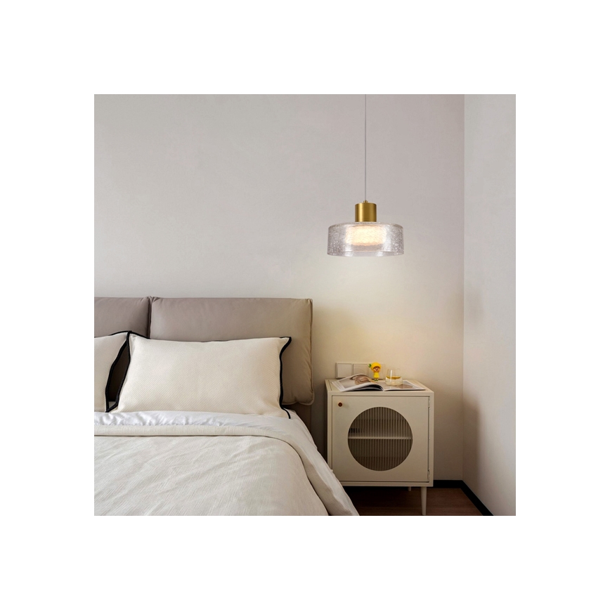 LED Lühter LED/8W/230V 3000K kuldne/läbipaistev pr. 20 cm