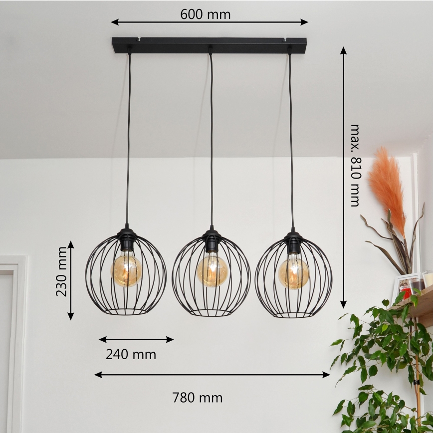 LED Lühter MERCURE 3xE27/15W/230V