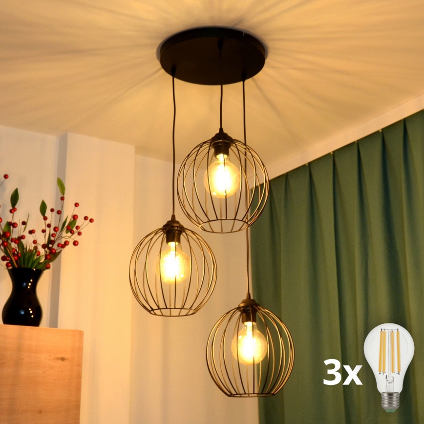LED Lühter MERCURE 3xE27/15W/230V ø 50 cm must