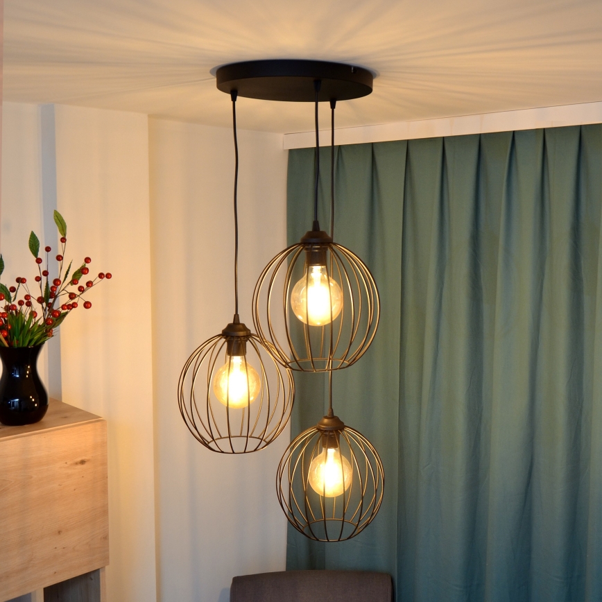 LED Lühter MERCURE 3xE27/15W/230V ø 50 cm must