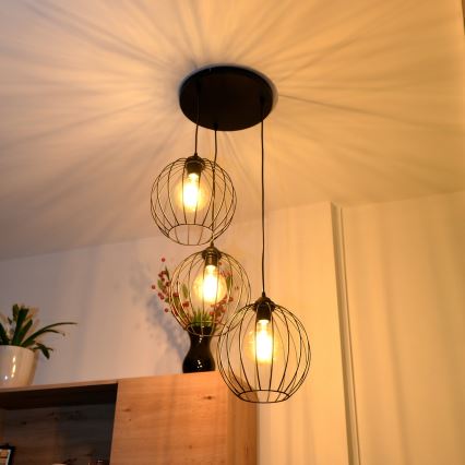 LED Lühter MERCURE 3xE27/15W/230V ø 50 cm must
