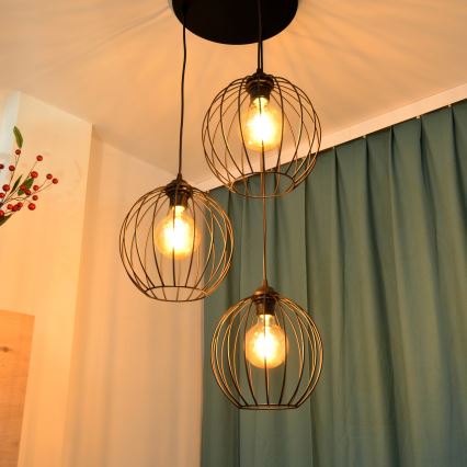LED Lühter MERCURE 3xE27/15W/230V ø 50 cm must