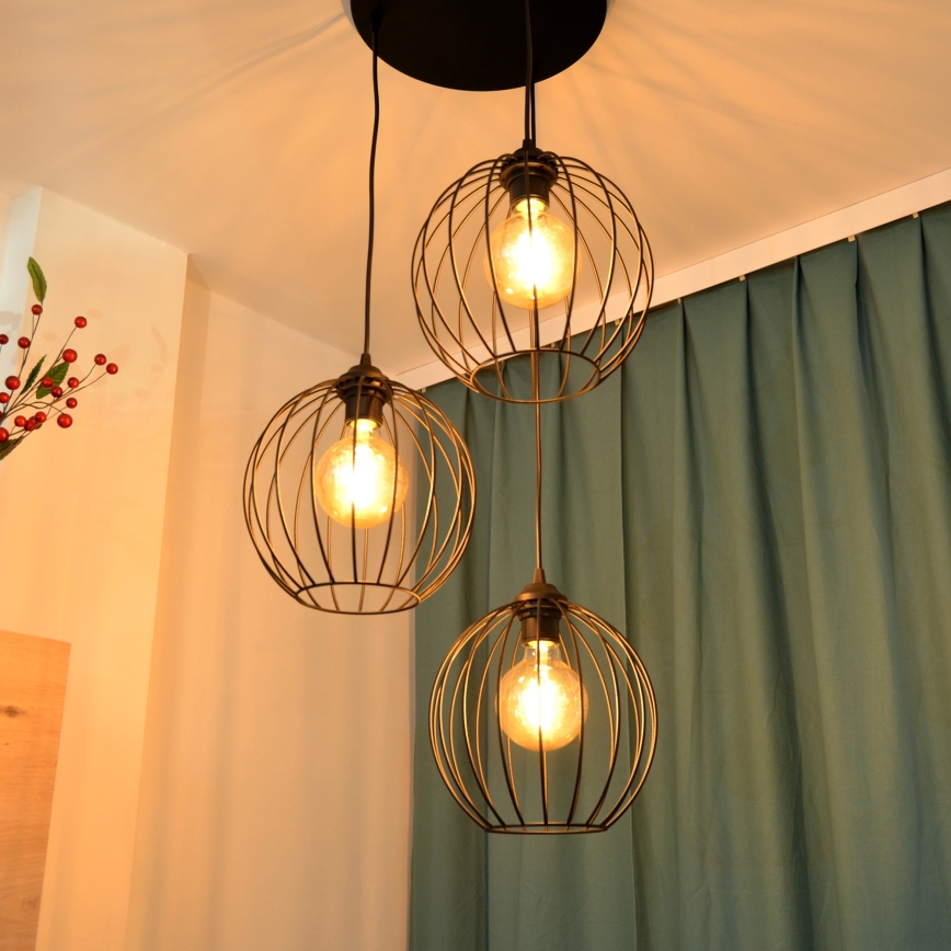 LED Lühter MERCURE 3xE27/15W/230V ø 50 cm must