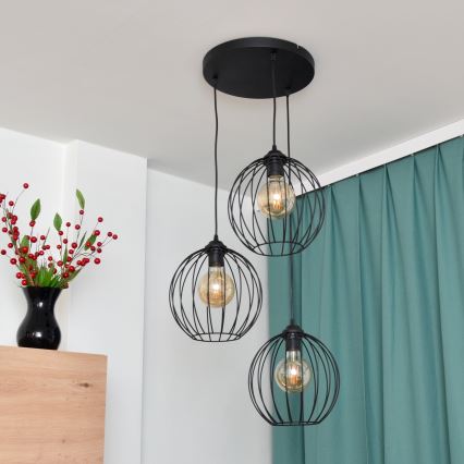 LED Lühter MERCURE 3xE27/15W/230V ø 50 cm must
