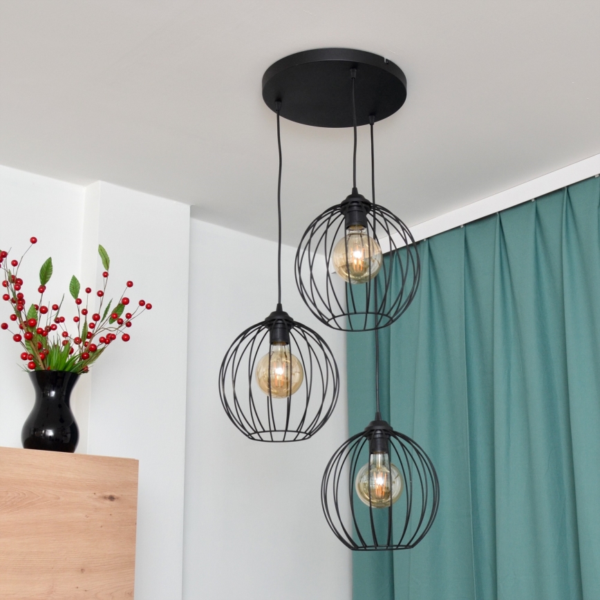 LED Lühter MERCURE 3xE27/15W/230V ø 50 cm must