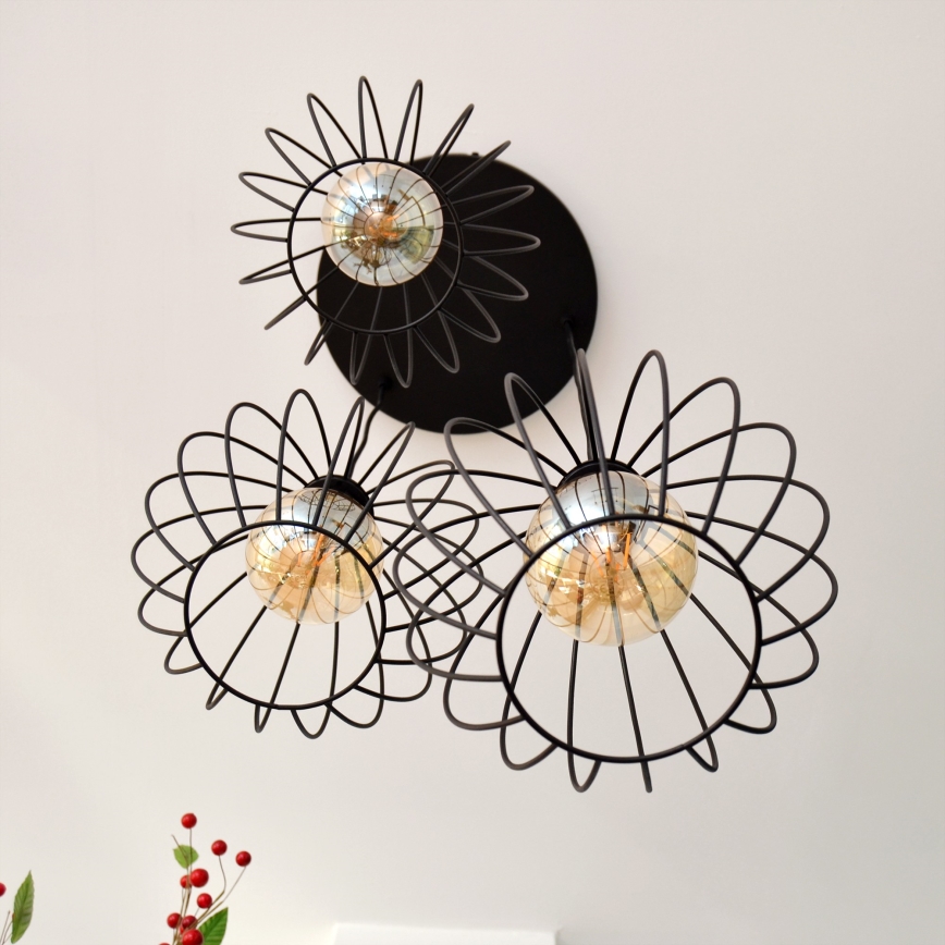 LED Lühter MERCURE 3xE27/15W/230V ø 50 cm must