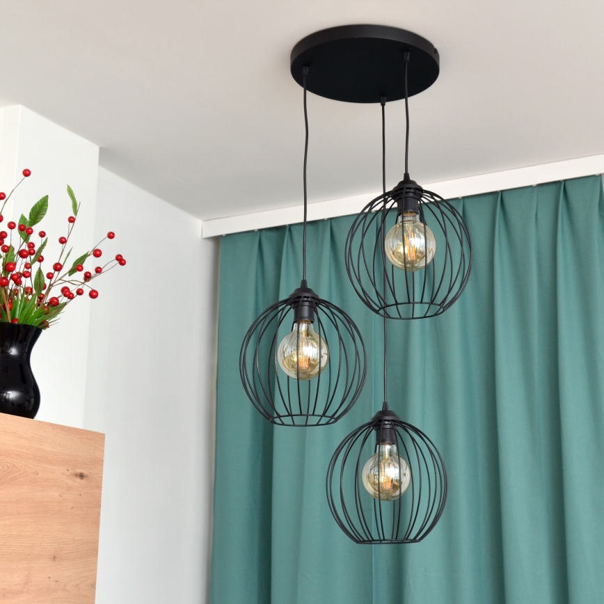 LED Lühter MERCURE 3xE27/15W/230V ø 50 cm must