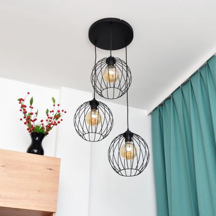 LED Lühter MERCURE 3xE27/15W/230V ø 50 cm must