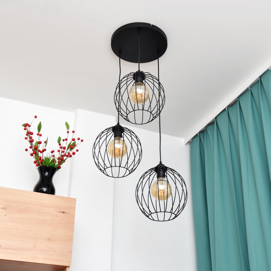 LED Lühter MERCURE 3xE27/15W/230V ø 50 cm must