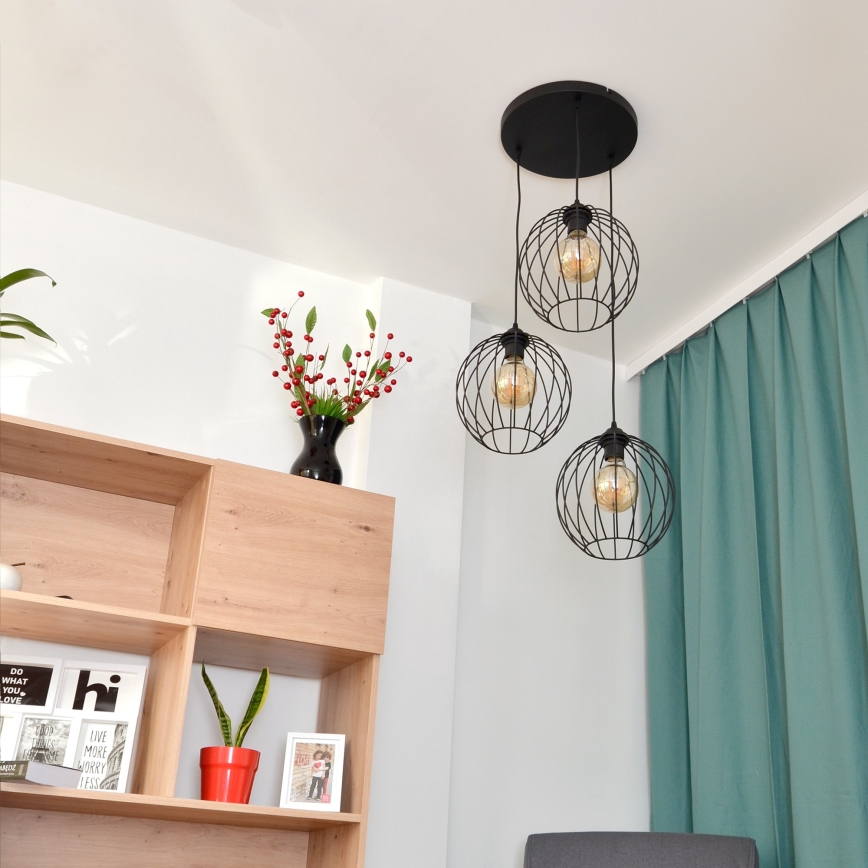 LED Lühter MERCURE 3xE27/15W/230V ø 50 cm must